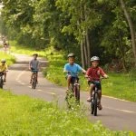 Children biking on Towpath